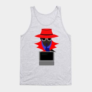 Lady Red Shush (Afro W/Computer): A Cybersecurity Design Tank Top